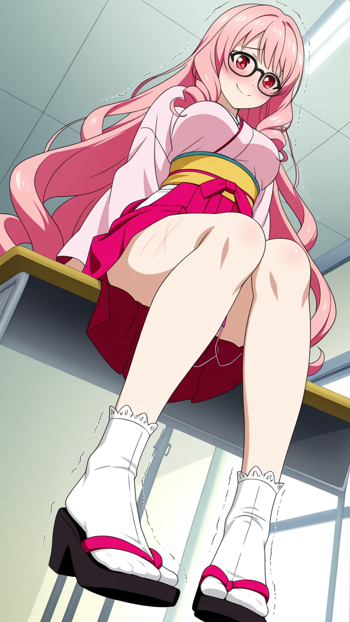 桜色セミロング筋肉質 バイブ責め_アニメエロ画像 AI エロ画像