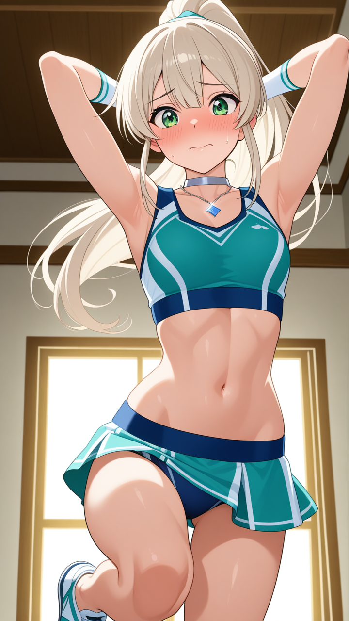 プラチナ金髪ポニーテール筋肉質 バック・後背位_アニメエロ画像 AI エロ画像