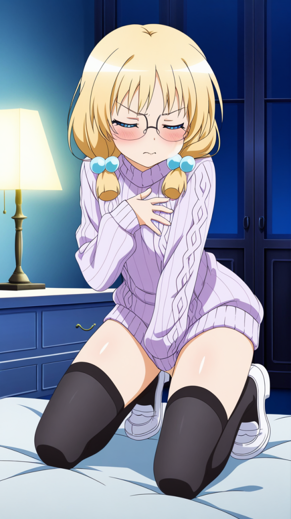 金髪ツインテール貧乳小柄 オナニー・自慰_アニメエロ画像 AI エロ画像