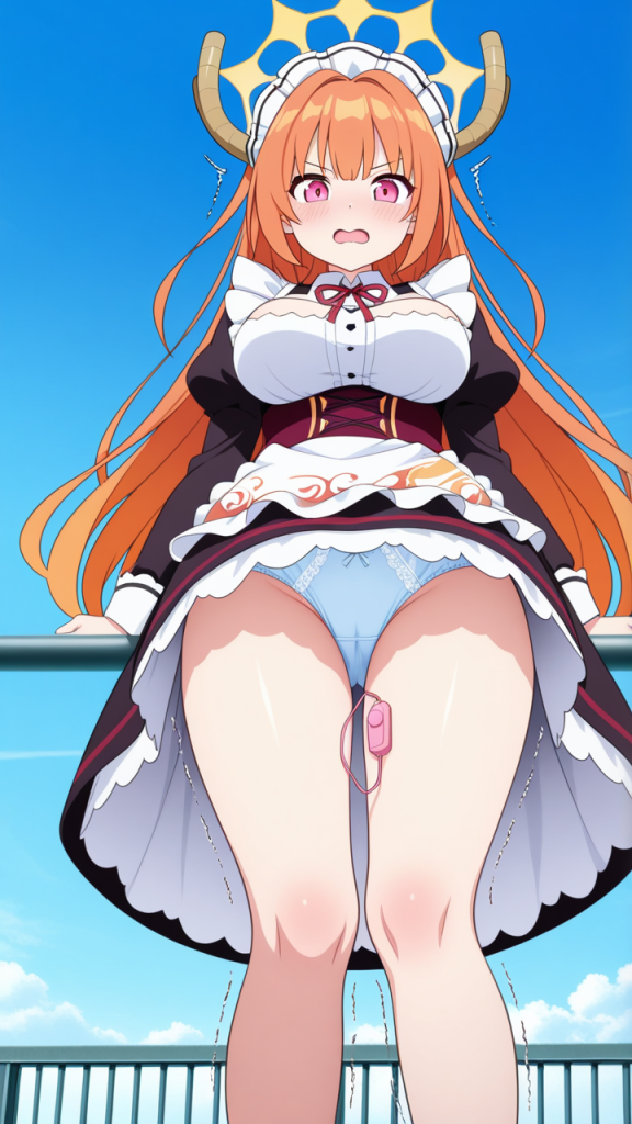 オレンジセミロング巨乳ふんわり バイブ責め_アニメエロ画像 AI エロ画像