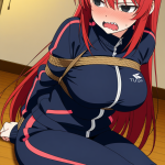 【エロ画像】赤髪ロング巨乳スレンダー×手縛り・拘束_AI_アニメエロ画像