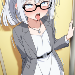 【エロ画像】銀髪ポニーテールロリ体型×アヘ顔・イキ顔_AI_アニメエロ画像