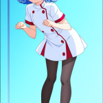 【エロ画像】マゼンタくせ毛ショート貧乳長身×ナース服_AI_アニメエロ画像