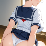 【エロ画像】金髪刈り上げショート巨乳×バック・後背位_AI_アニメエロ画像