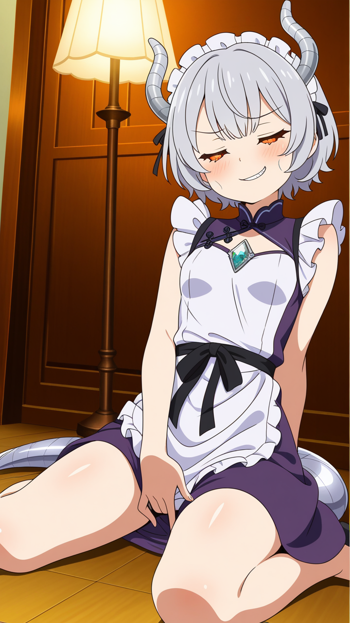 グレー髪くせ毛ショート貧乳小柄 オナニー・自慰_アニメエロ画像 AI エロ画像