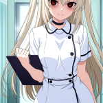 【エロ画像】プラチナ髪ロングスレンダー×ナース服_AI_アニメエロ画像