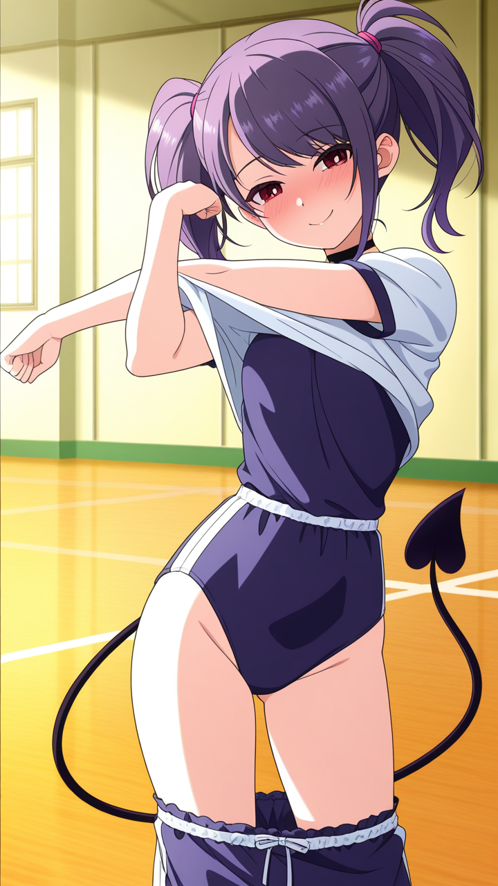 マゼンタサイドテールむっちり 体操服・ブルマ_アニメエロ画像 AI エロ画像