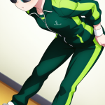 【エロ画像】ライム色刈り上げ筋肉質×貧乳・微乳_AI_アニメエロ画像