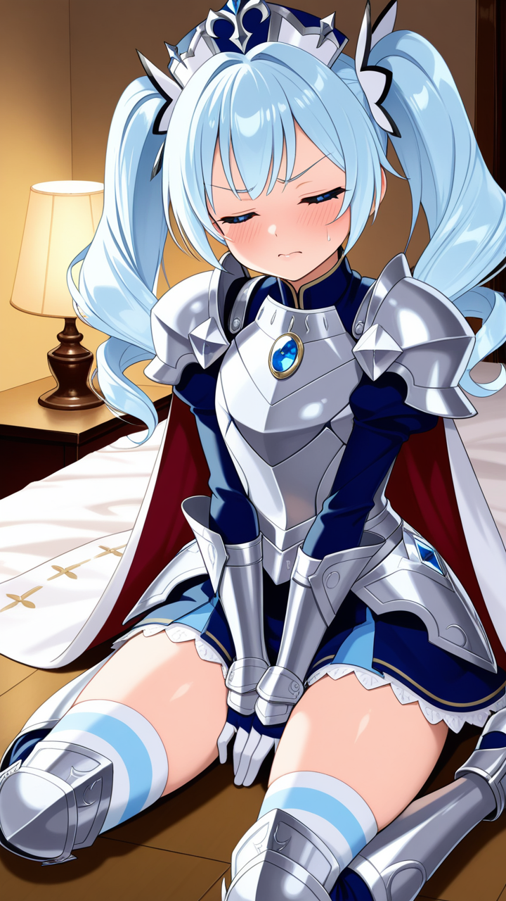 銀髪ツインテール丸み オナニー・自慰_アニメエロ画像 AI エロ画像