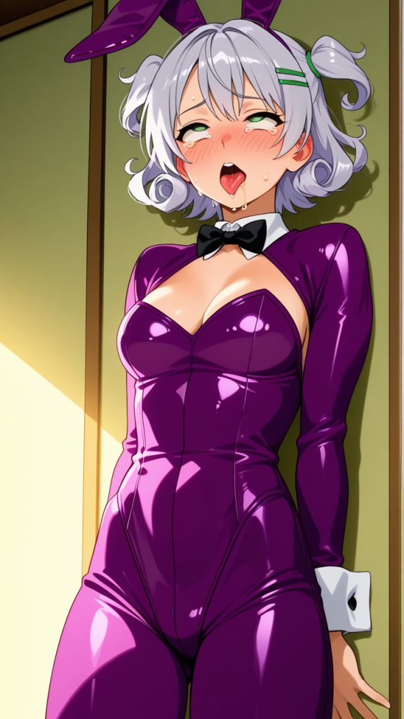 ピンク髪くせ毛ショート筋肉質 アヘ顔・イキ顔_アニメエロ画像 AI エロ画像