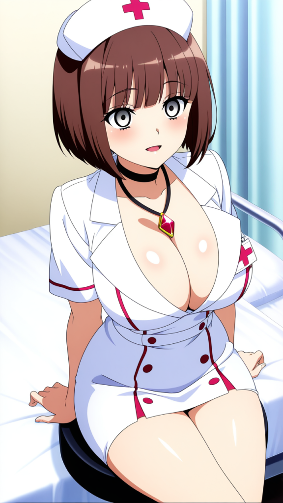 茶髪ボブグラマラス ナース服_アニメエロ画像 AI エロ画像