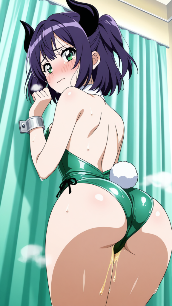 紫髪ショート長身スレンダー おしっこ・放尿_アニメエロ画像 AI エロ画像