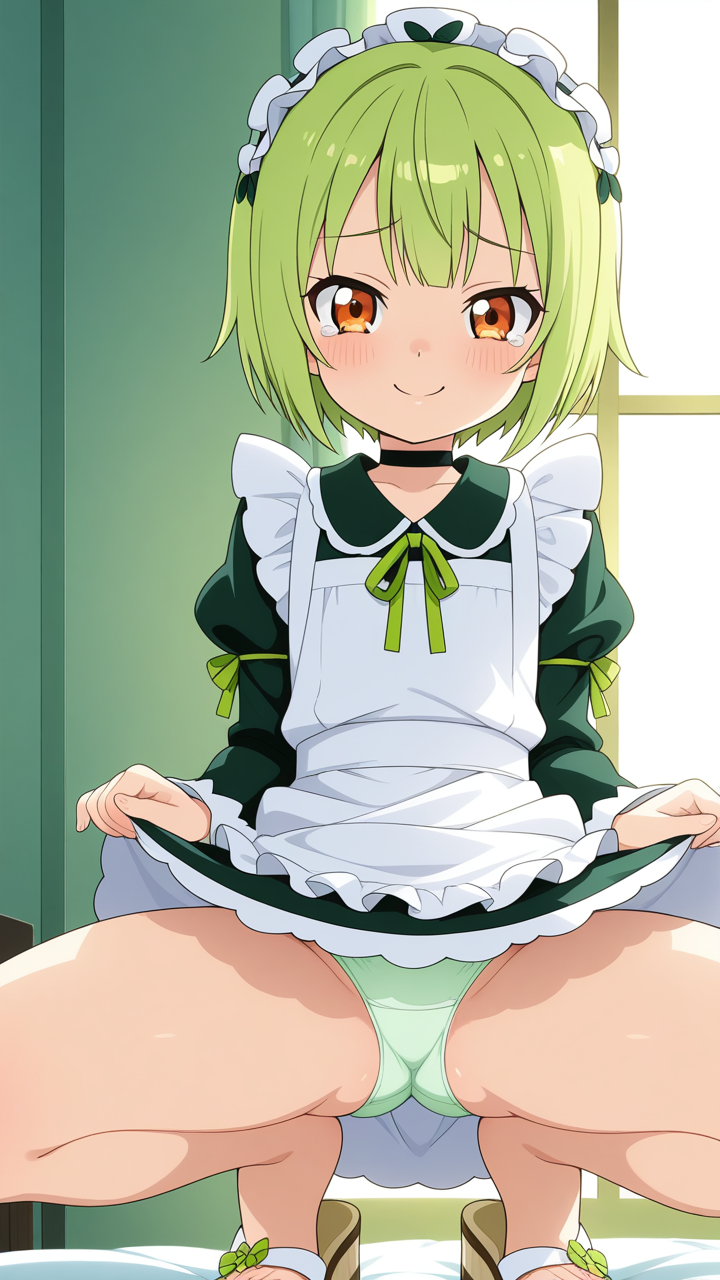 ライム色ショート貧乳ドラゴンメ バック・後背位_アニメエロ画像 AI エロ画像