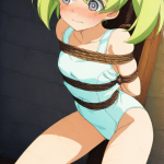 【エロ画像】ライム色ツインテールむっちり×縛り・拘束_AI_アニメエロ画像
