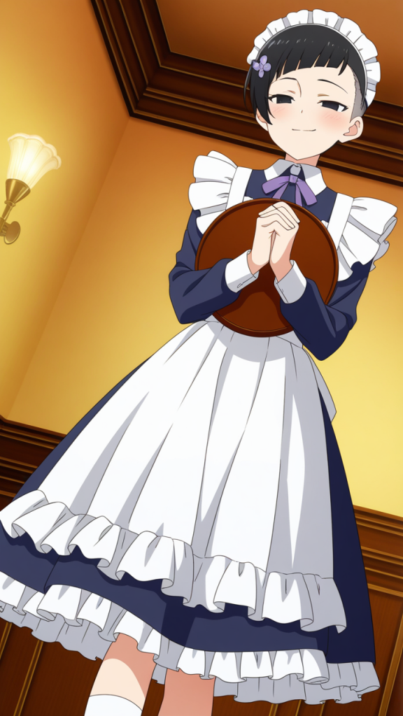 グラデーション刈り上げショート メイド服_アニメエロ画像 AI エロ画像