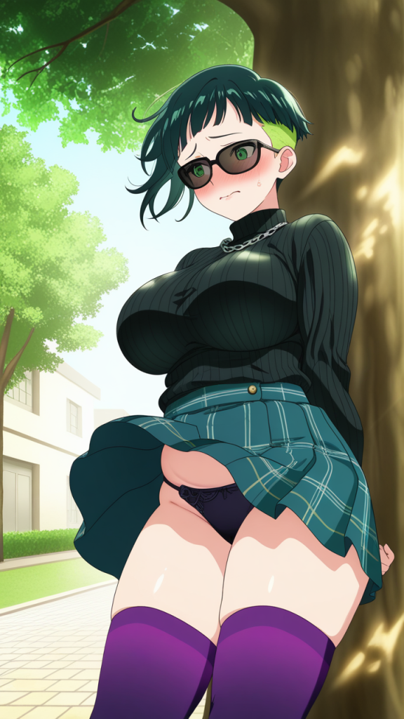 グラデーション刈り上げショート 野外露出_アニメエロ画像 AI エロ画像