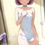 【エロ画像】ピンクグラデーションボブむっち×お風呂・入浴_AI_アニメエロ画像