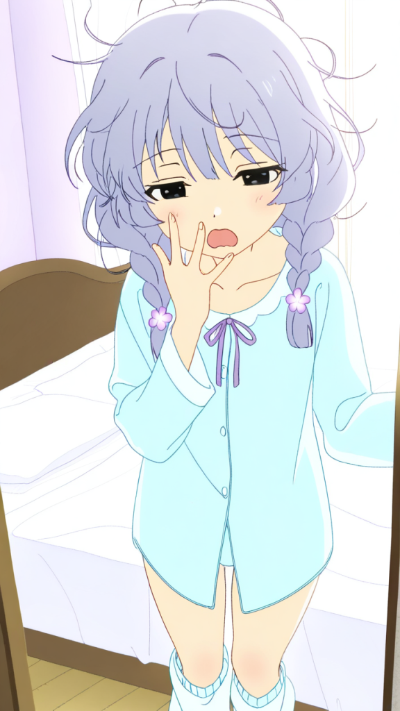 水色ツインおさげむっちり 寝起き・パジャマ_アニメエロ画像 AI エロ画像