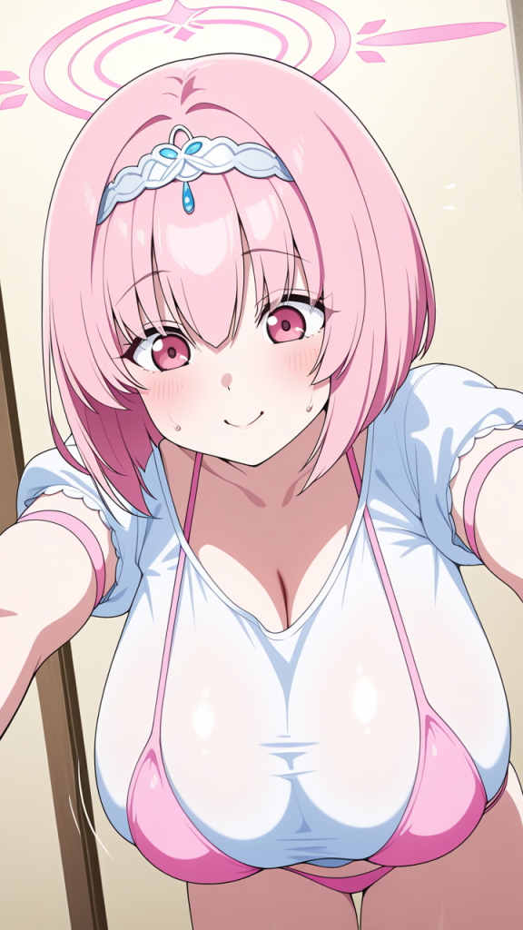 桜色ボブスレンダー 巨乳・爆乳_アニメエロ画像 AI エロ画像