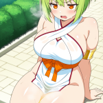 【エロ画像】ライムグリーン短髪グラマラス×おしっこ・放尿_AI_アニメエロ画像