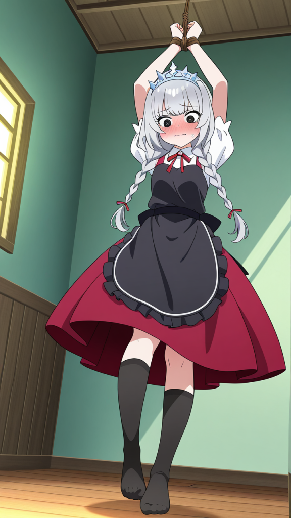 シルバーツインおさげむっちり 縛り・拘束_アニメエロ画像 AI エロ画像