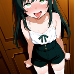 【エロ画像】深緑セミロング小柄ロリ体型×アヘ顔・イキ顔_AI_アニメエロ画像