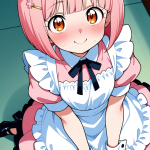 【エロ画像】桜色ボブむっちり小柄×メイド服_AI_アニメエロ画像