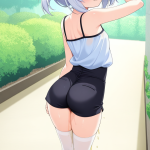 【エロ画像】黒青グラデーション小柄ロリ×おしっこ・放尿_AI_アニメエロ画像