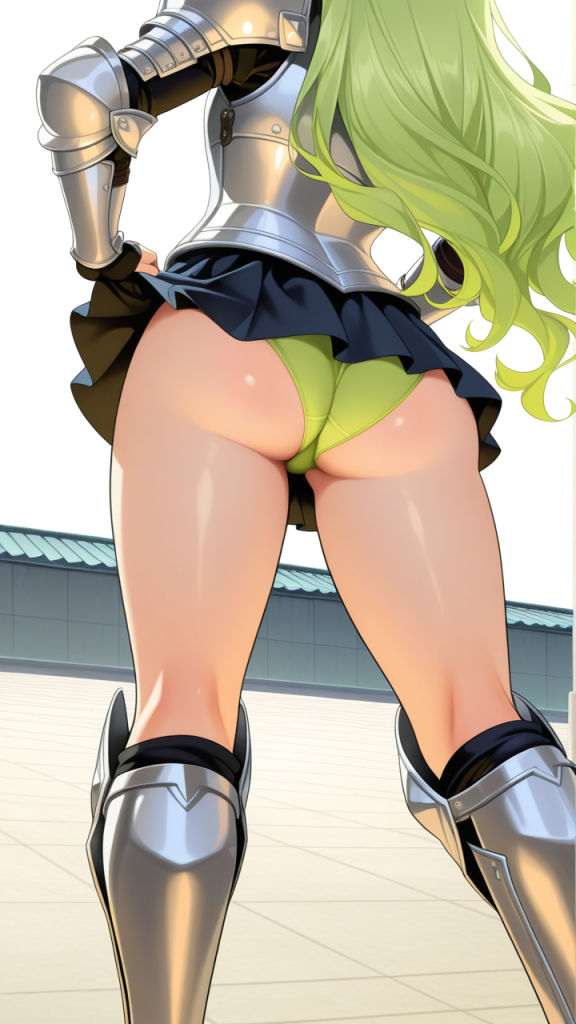 ライム色ウェーブロング小柄むっ バック・後背位_アニメエロ画像 AI エロ画像