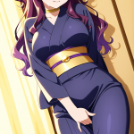 【エロ画像】紫髪ウェーブロンググラマラス×オナニー・自慰_AI_アニメエロ画像