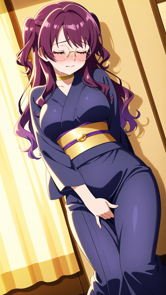 紫髪ウェーブロンググラマラス オナニー・自慰_アニメエロ画像 AI エロ画像