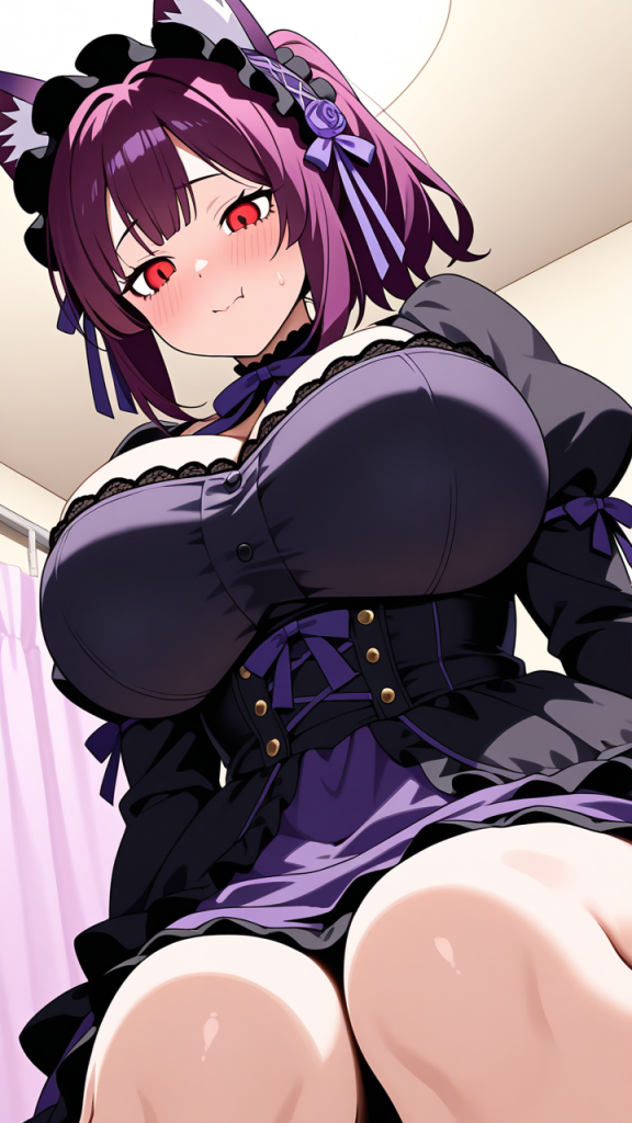 紫髪ポニーテール筋肉質 巨乳・爆乳_アニメエロ画像 AI エロ画像