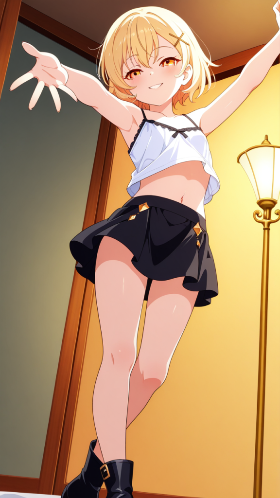 金髪ショート貧乳華奢 貧乳・微乳_アニメエロ画像 AI エロ画像