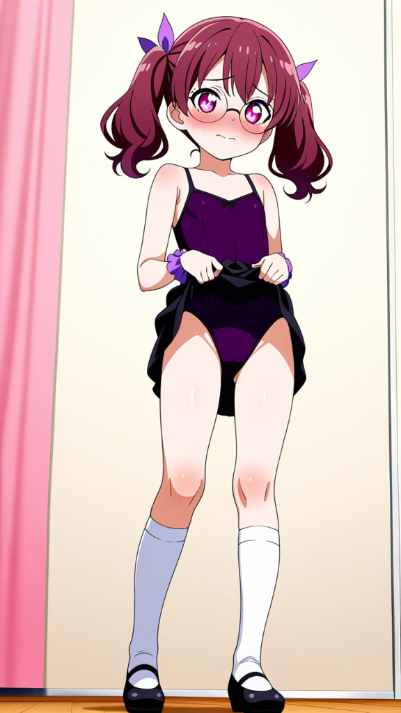 紫髪ツインテールロリ体型 くぱぁ・大開脚_アニメエロ画像 AI エロ画像