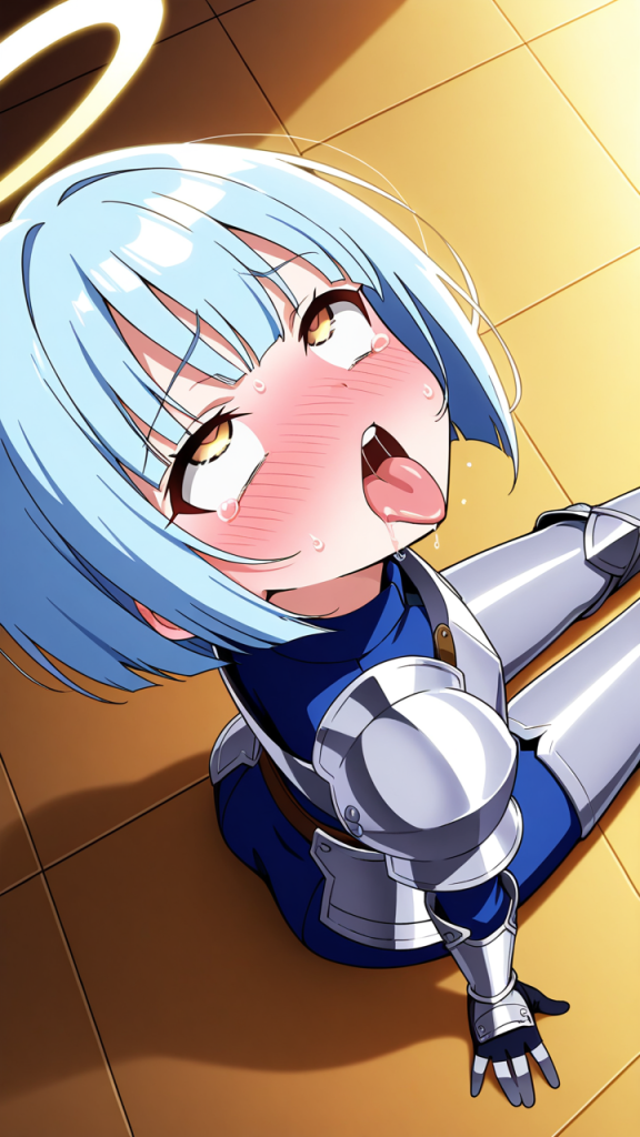 青髪外ハネボブ貧乳小柄 アヘ顔・イキ顔_アニメエロ画像 AI エロ画像