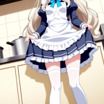 【エロ画像】プラチナ金髪内巻き貧乳小柄×メイド服_AI_アニメエロ画像