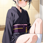 【エロ画像】黒髪アップロリ体型×お風呂・入浴_AI_アニメエロ画像