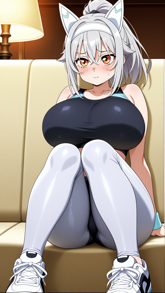 銀髪ポニーテール長身貧乳 巨乳・爆乳_アニメエロ画像 AI エロ画像