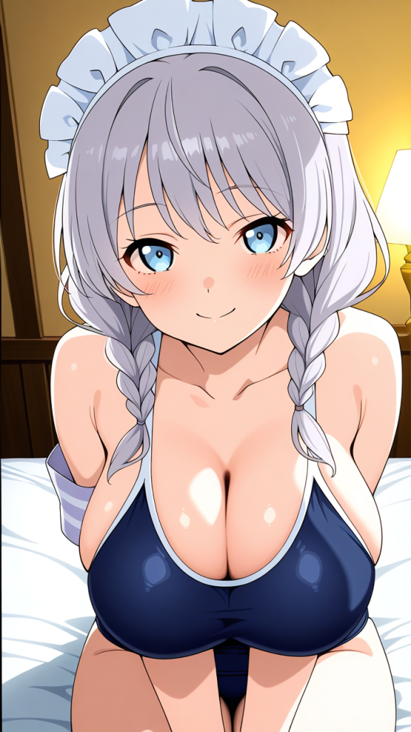 グレーツインおさげ巨乳 パイズリ_アニメエロ画像 AI エロ画像