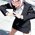 【エロ画像】白髪ロング背高スレンダー×美少女エロ_AI_アニメエロ画像