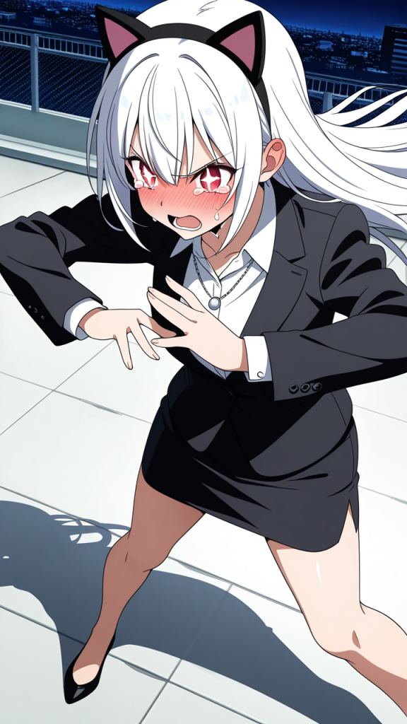 白髪ロング背高スレンダー 美少女エロ_アニメエロ画像 AI エロ画像