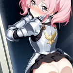 【エロ画像】ピンク髪ロールツインテール細身×ガラスお尻押し付け_AI_アニメエロ画像