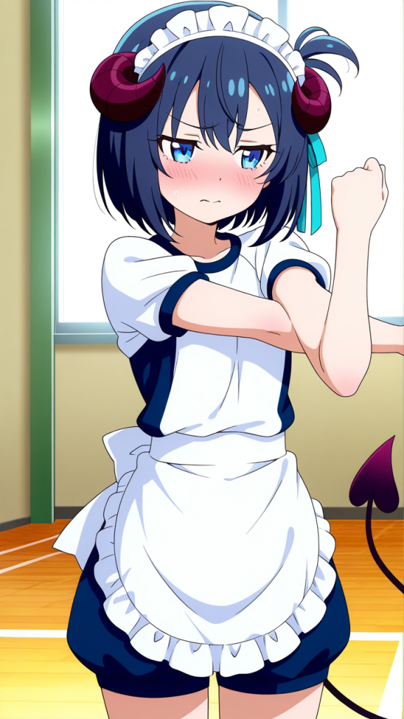 水色サイドテールむっちり 体操服・ブルマ_アニメエロ画像 AI エロ画像