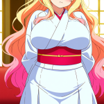 【エロ画像】ピンク金髪ウェーブ巨乳むっちり×ニーソ・絶対領域_AI_アニメエロ画像