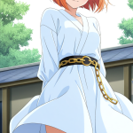 【エロ画像】オレンジ外ハネボブスレンダー×野外露出_AI_アニメエロ画像