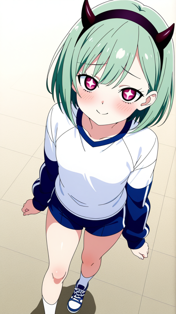 緑髪アップスタイルむっちり 貧乳・微乳_アニメエロ画像 AI エロ画像