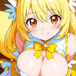 【エロ画像】金髪内巻きセミロング魔法少女×パイズリ_AI_アニメエロ画像