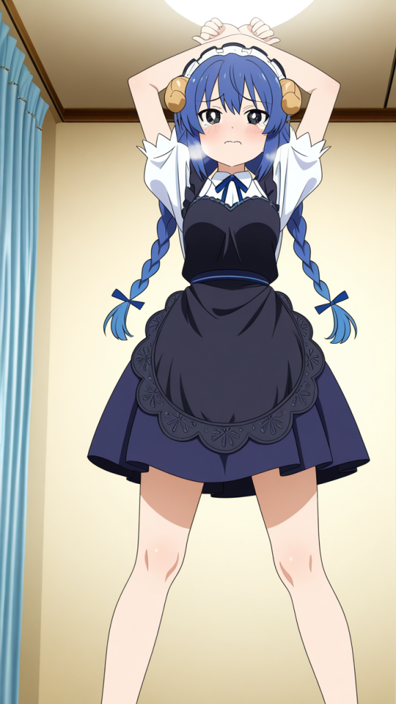 青髪ツインおさげ細身 美少女エロ_アニメエロ画像 AI エロ画像