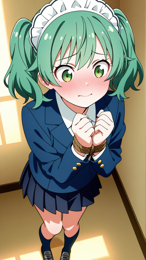 茶髪ツインテール長身スレンダー 手縛り・拘束_アニメエロ画像 AI エロ画像