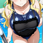 【エロ画像】金髪ウェーブ巨乳スレンダー×スクール水着_AI_アニメエロ画像